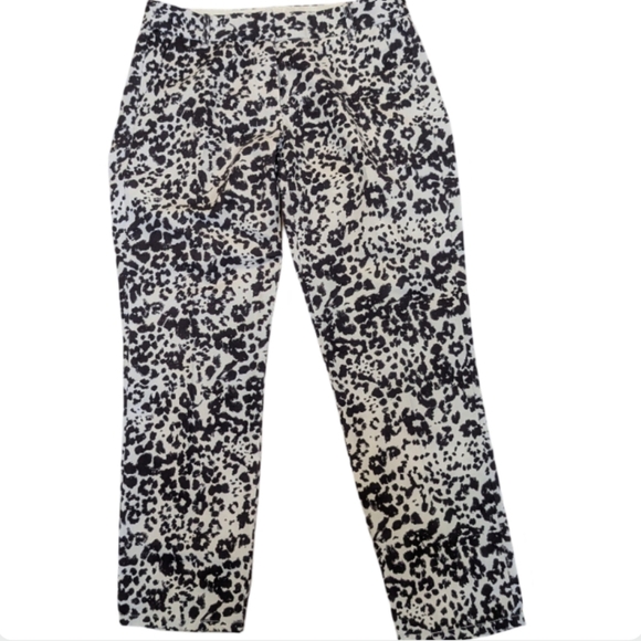 J.Crew Favorite Fit Animal Print Pants Size 4 - Black & White Leopard - Picture 3 of 13
